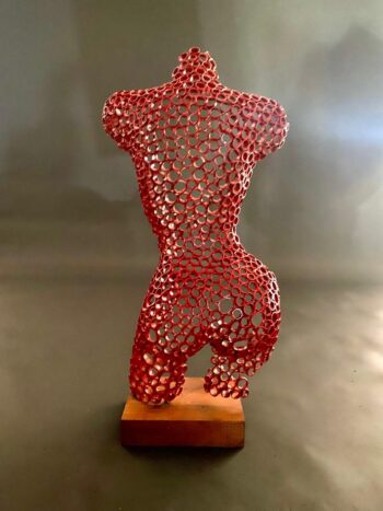 Sculpture buste métal rouge - Modèle Kaïa