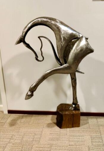 Sculpture cheval métal poli - Modèle Élan Sculpté