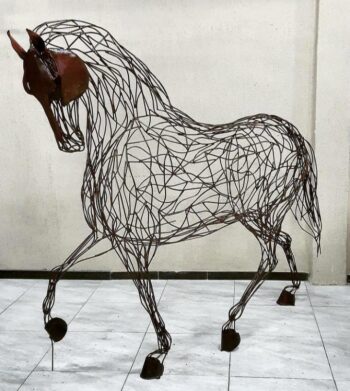 Sculpture cheval métal tiges - Modèle Esquisse Équine