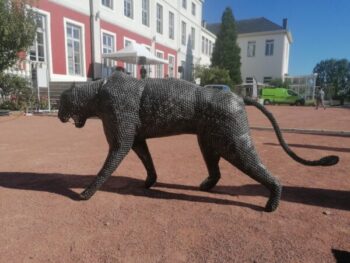 Sculpture jaguar métal écrous - Modèle Furtivité Soudée