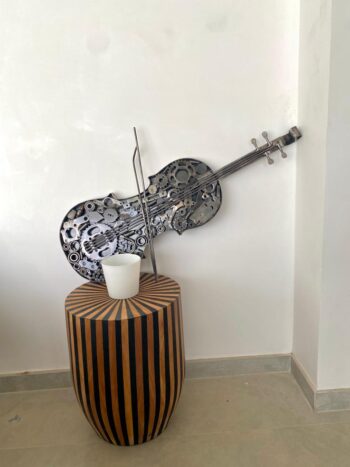 Sculpture violon métal recyclé - Modèle Partition Figée