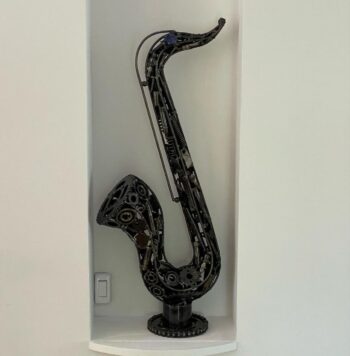 Sculpture saxophone métal recyclé - Modèle Jazz Acier