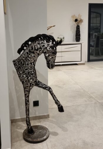 Sculpture tête cheval en fers à cheval - Modèle Éclat d’Équin