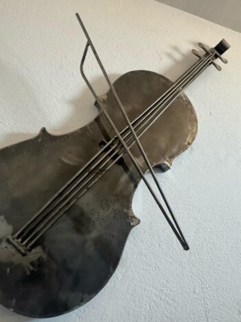 Sculpture violoncelle métal brut - Modèle Archet Silencieux