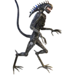 Sculpture alien en métal recyclé – art extraterrestre design