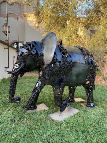 Sculpture éléphant design JUMBO métal brossé verni